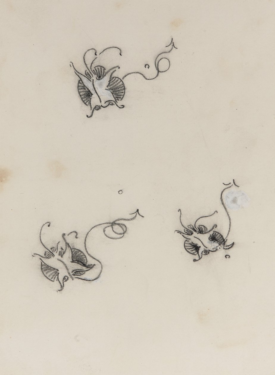 Tři Whistler Butterflies (pastel a čínská bílá na litografickém přenosovém papíru) od James Abbott McNeill Whistler