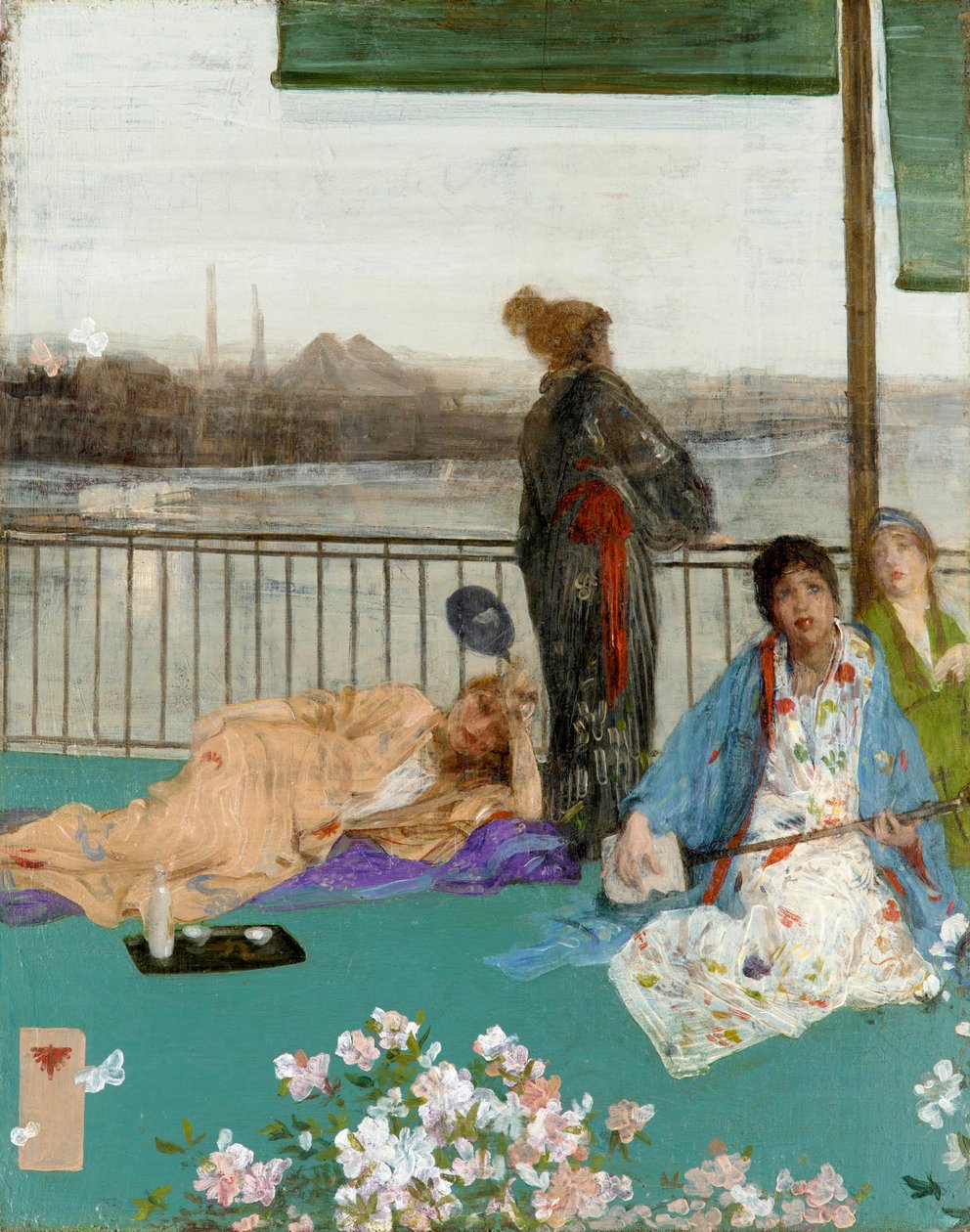 Variace v barvě masa a zelené: The Balcony, c. 1870 od James Abbott McNeill Whistler