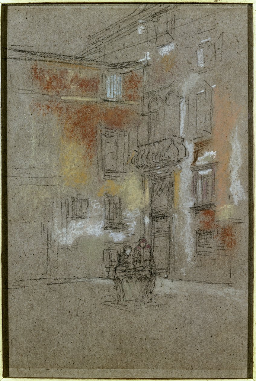 Benátské nádvoří: Corte Bollani, 1880 (křída a pastel na hnědém papíře) od James Abbott McNeill Whistler