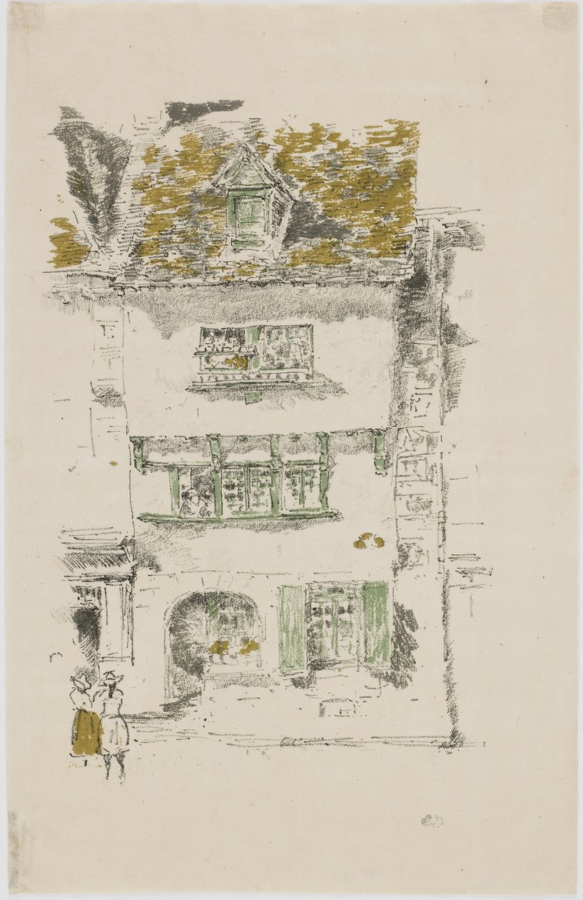 Žlutý dům, Lannion, 1893 (litho na papíře) od James Abbott McNeill Whistler