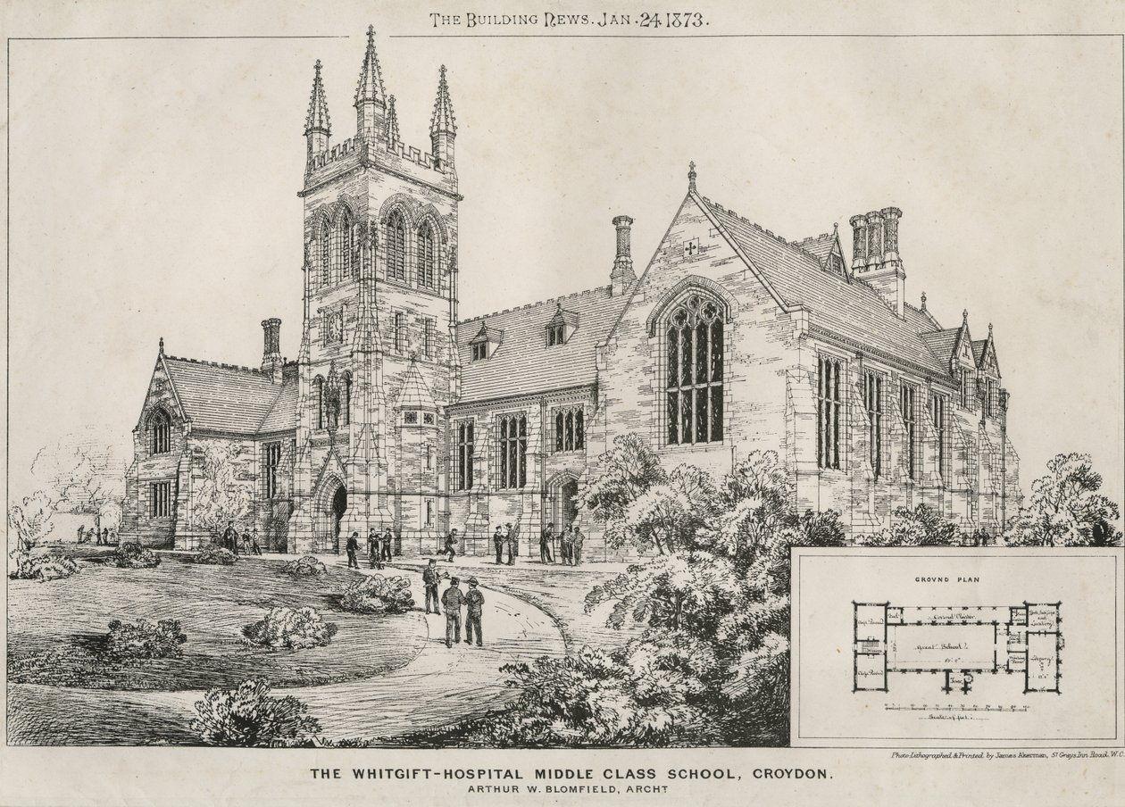 Škola Whitgift Hospital Middle Class, Croydon, 1873 od James Akerman