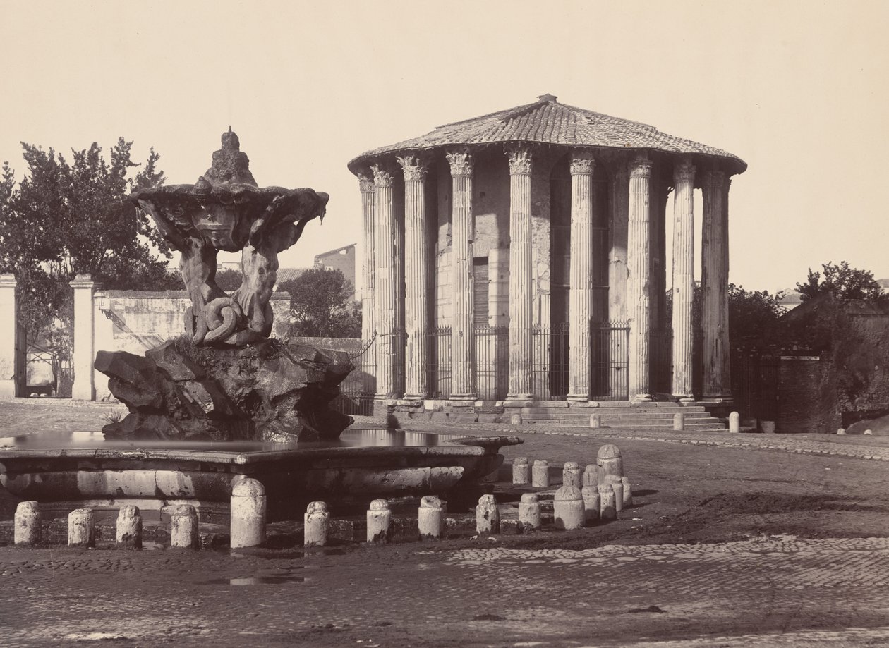 Chrám Vesty a fontány, Řím, 1860. od James Anderson