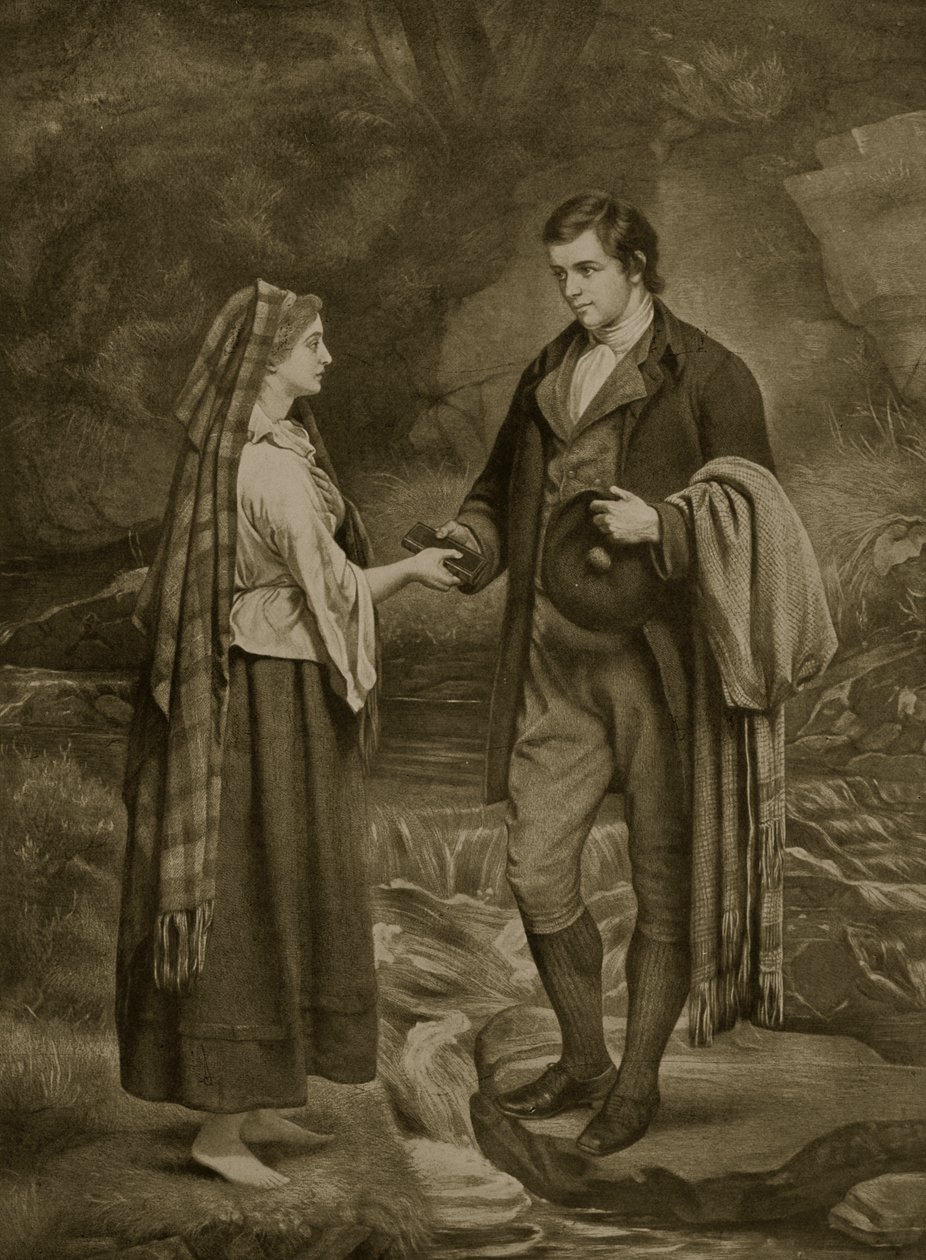 Zasnoubení Roberta Burnse a Highland Mary, 1785, ilustrace z 