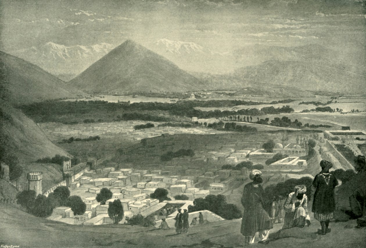 Bala Hissar a město Kábul z horní části citadely, c1842, 1901. od James Atkinson