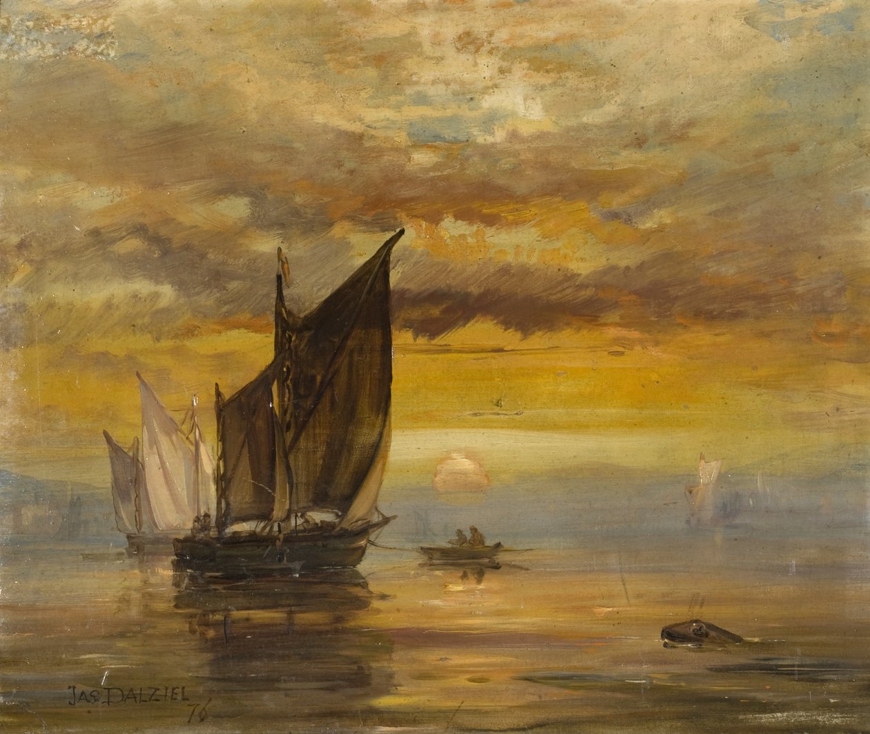 Doprava na moři (olej na palubě (sololit)) od James B. Dalziel