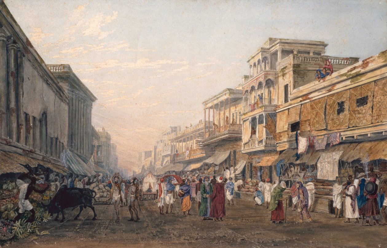 Pohled na Kalkatu, kolem roku 1820 (akvatinta) od James Baillie Fraser