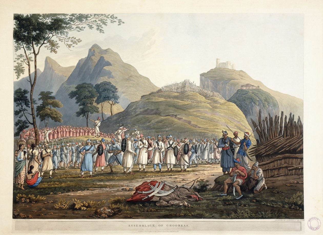 Shromáždění Ghoorkas, 1820 od James Baillie Fraser
