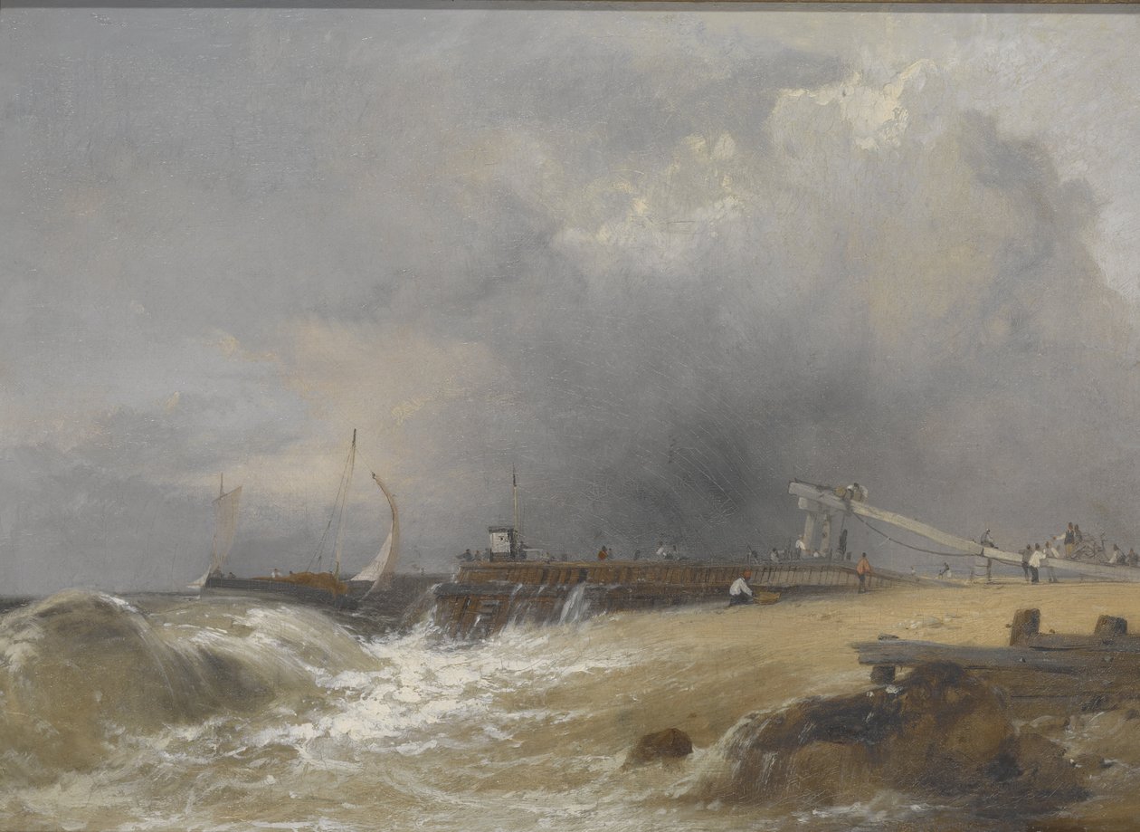 Littlehampton Pier na pobřeží Sussexu, kolem roku 1842 (olej na plátně) od James Baker Pyne