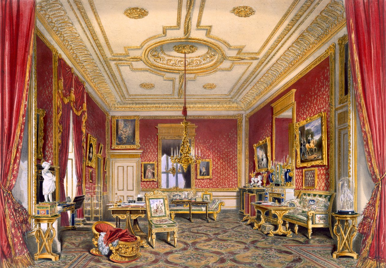 Královnin soukromý obývací pokoj, hrad Windsor, 1838 od James Baker Pyne