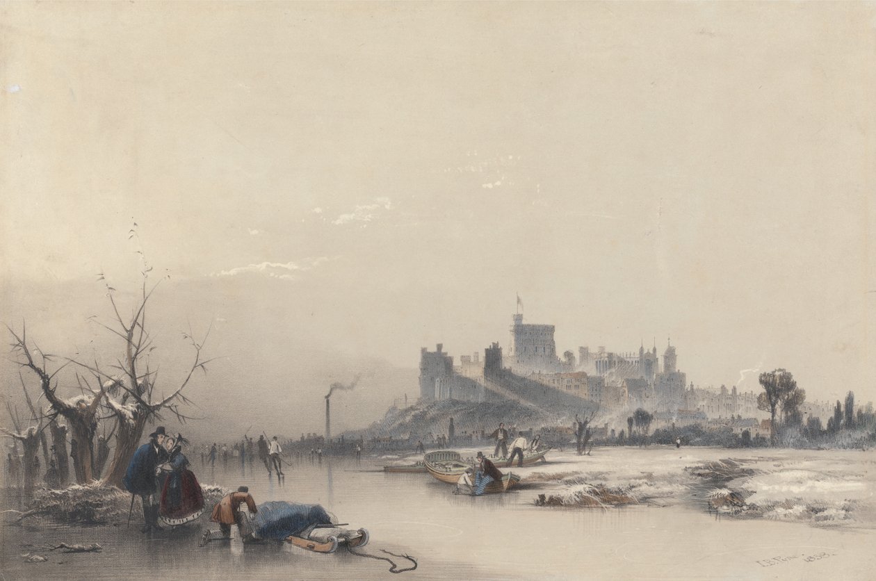 Windsorský hrad od zamrzlé řeky během velkého mrazu od James Baker Pyne