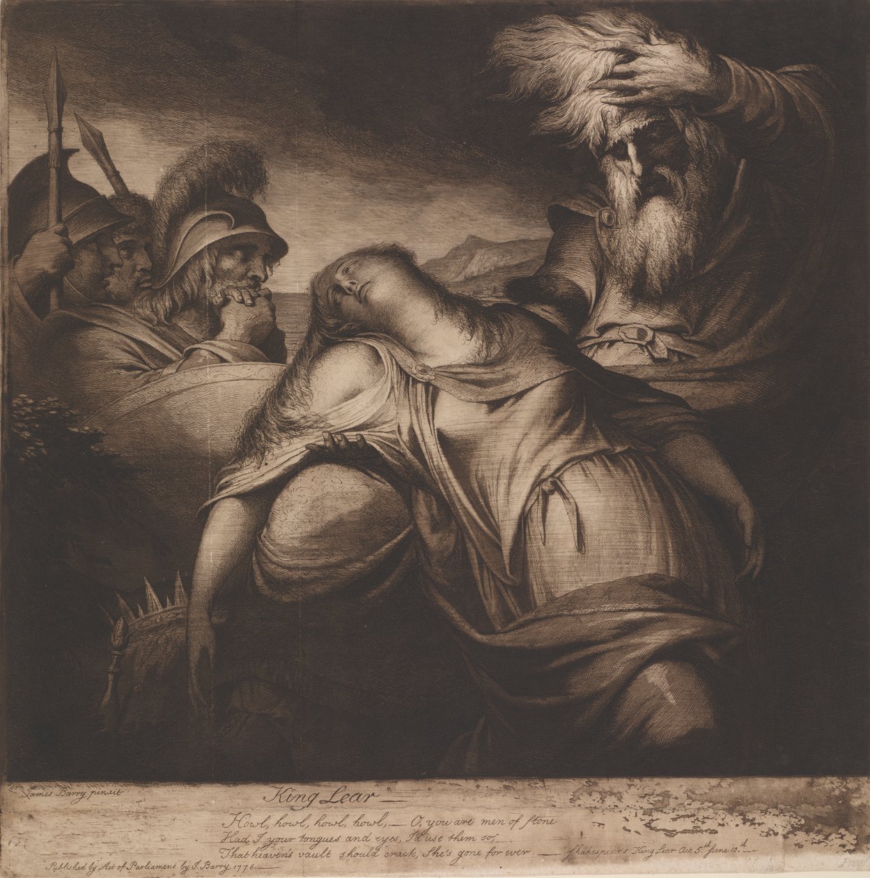 Král Lear a Cordelie, dějství V, scéna 10 od James Barry