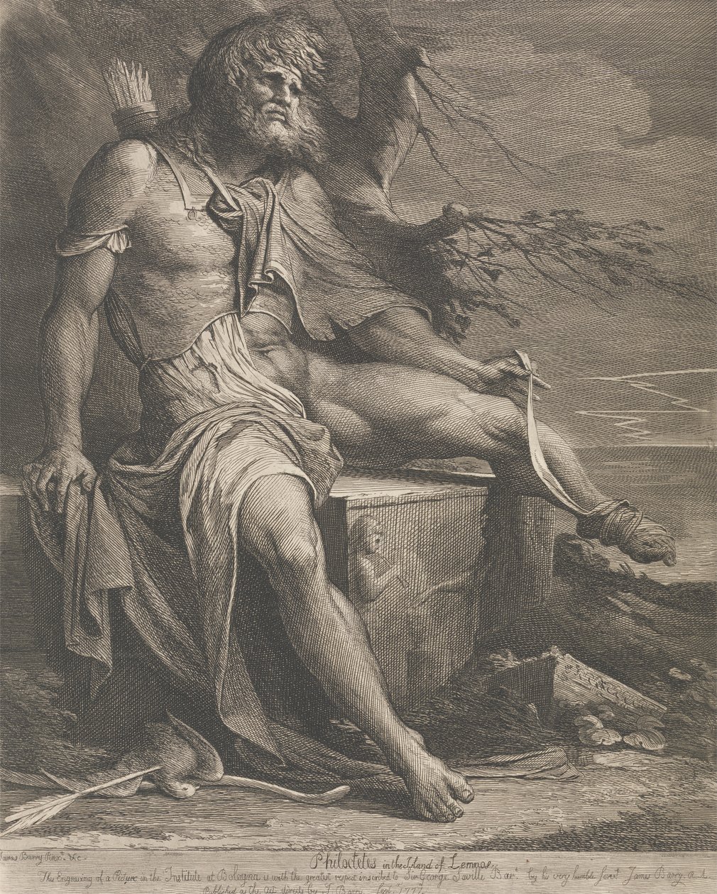 Philoctetes na ostrově Lemnos od James Barry