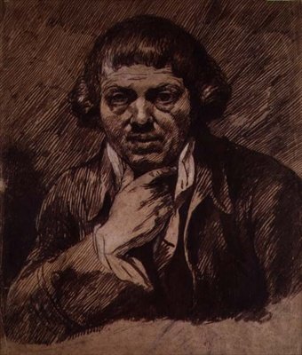 Autoportrét, cca 1800 (štětec a bistre na papíře) od James Barry