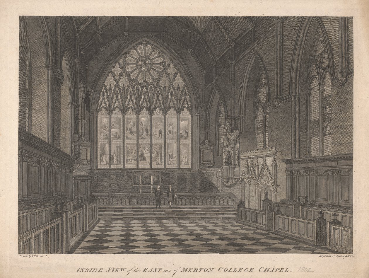 Vnitřní pohled na East End of Merton College Chapel od James Basire