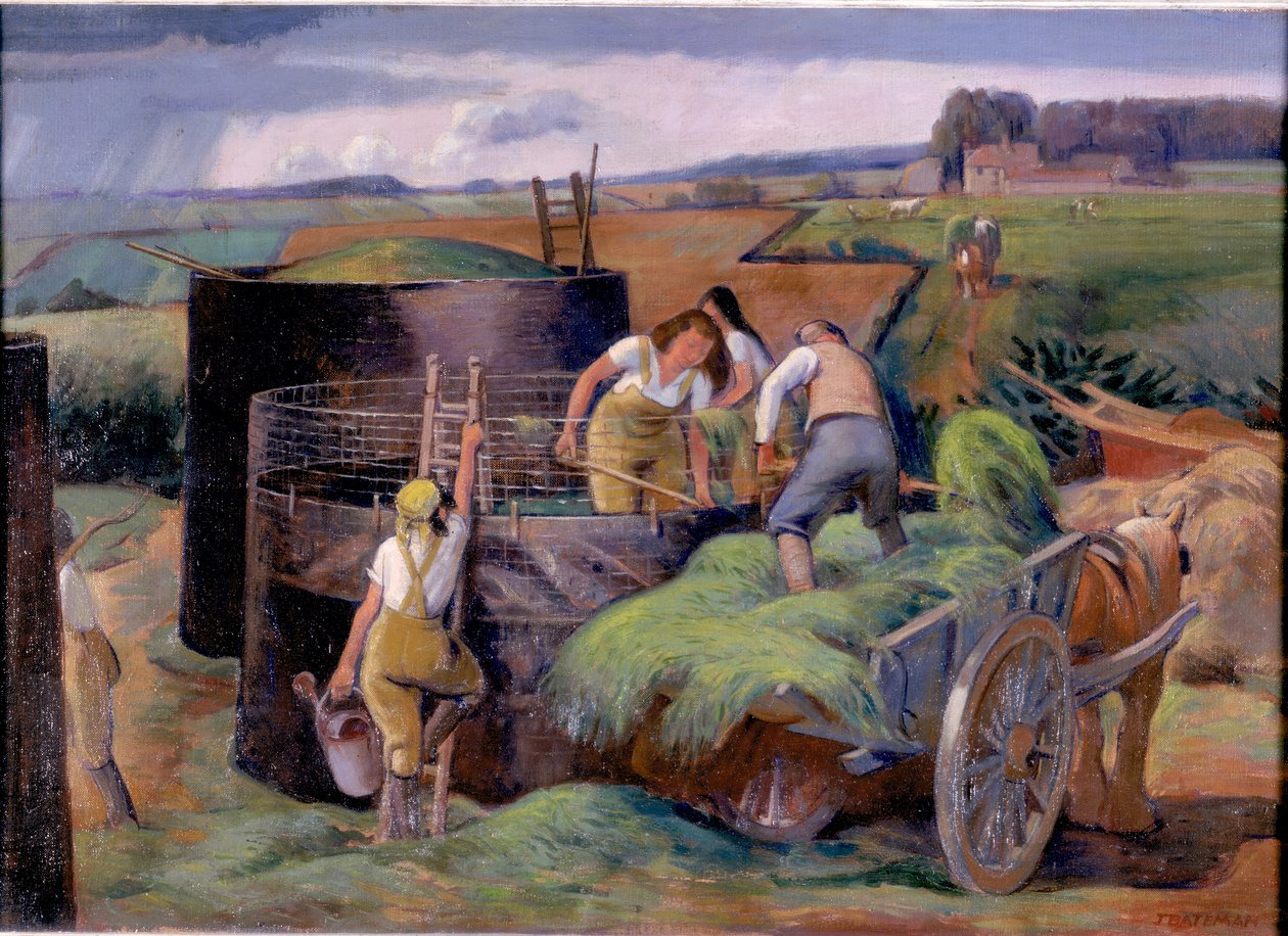Siláž, kolem roku 1940 (olej na plátně) od James Bateman