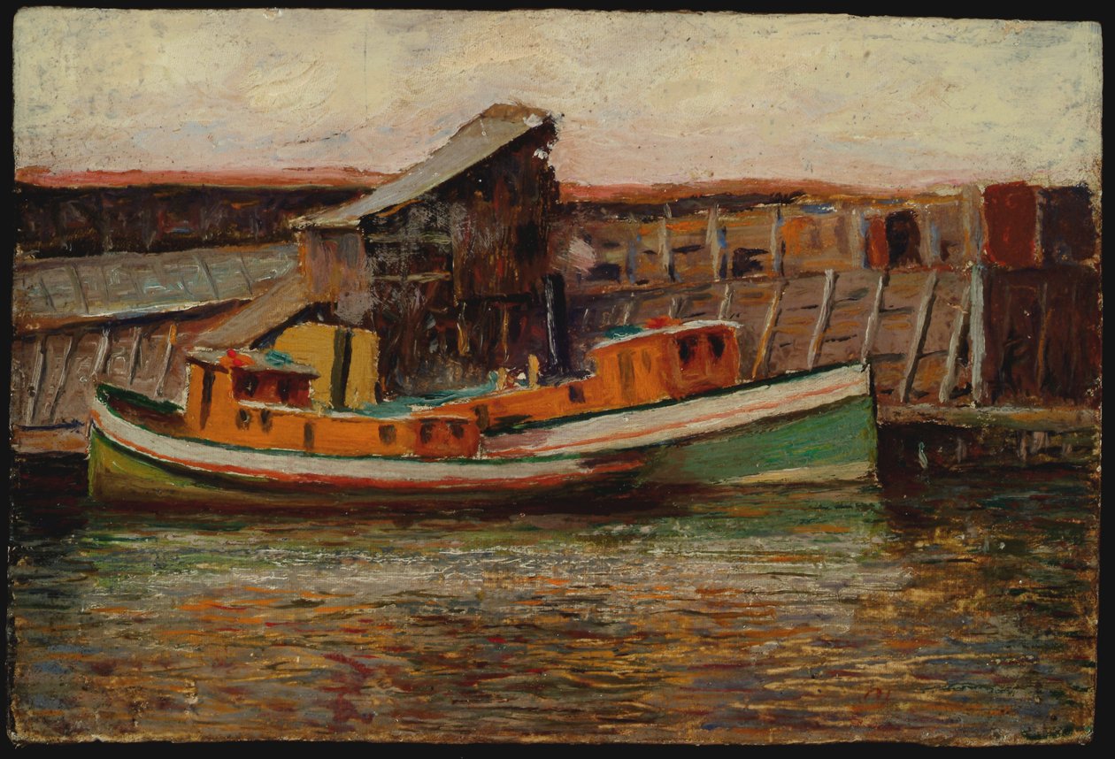 Námořní scéna – vlečné čluny (olej na palubě) od James Bolivar Needham