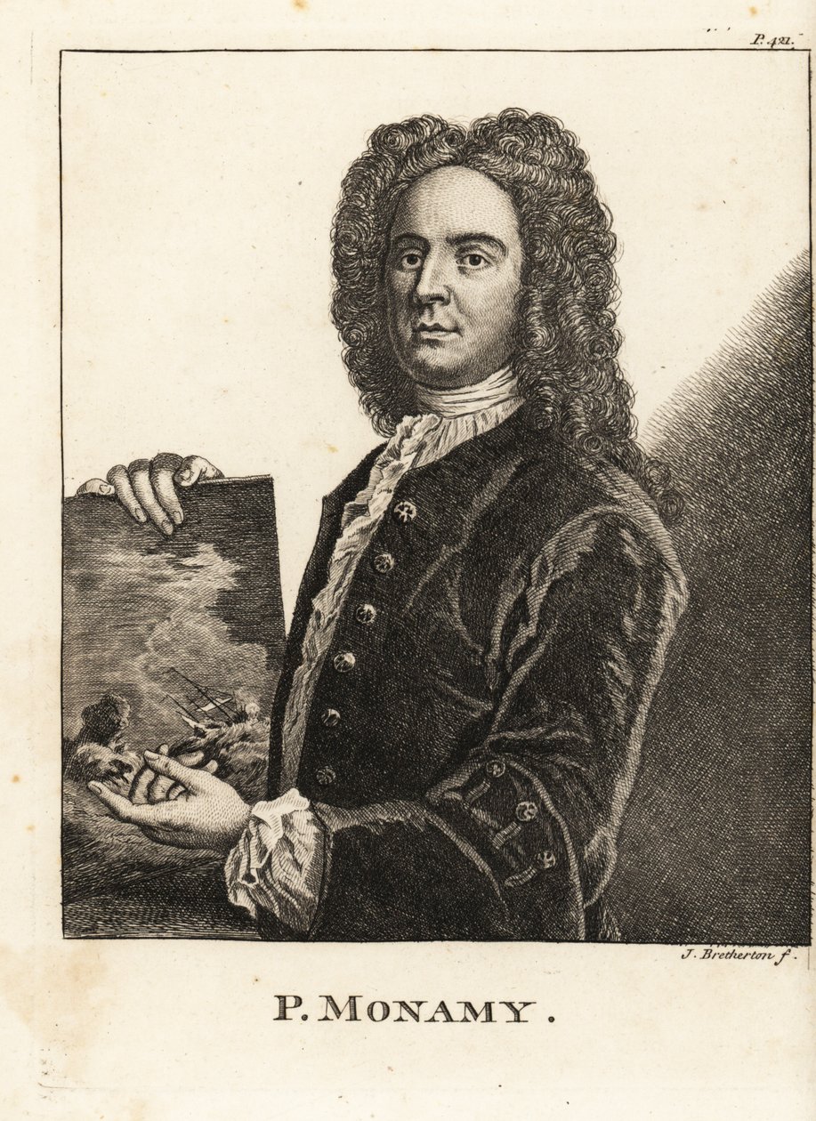 Portrét Petera Monamyho, anglického námořního malíře držícího námořní scénu od James Bretherton