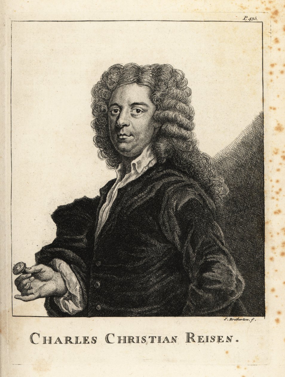 Portrét Charlese Christiana Reisena (1680-1725), anglický rytec drahokamů a rytec pečetí od James Bretherton
