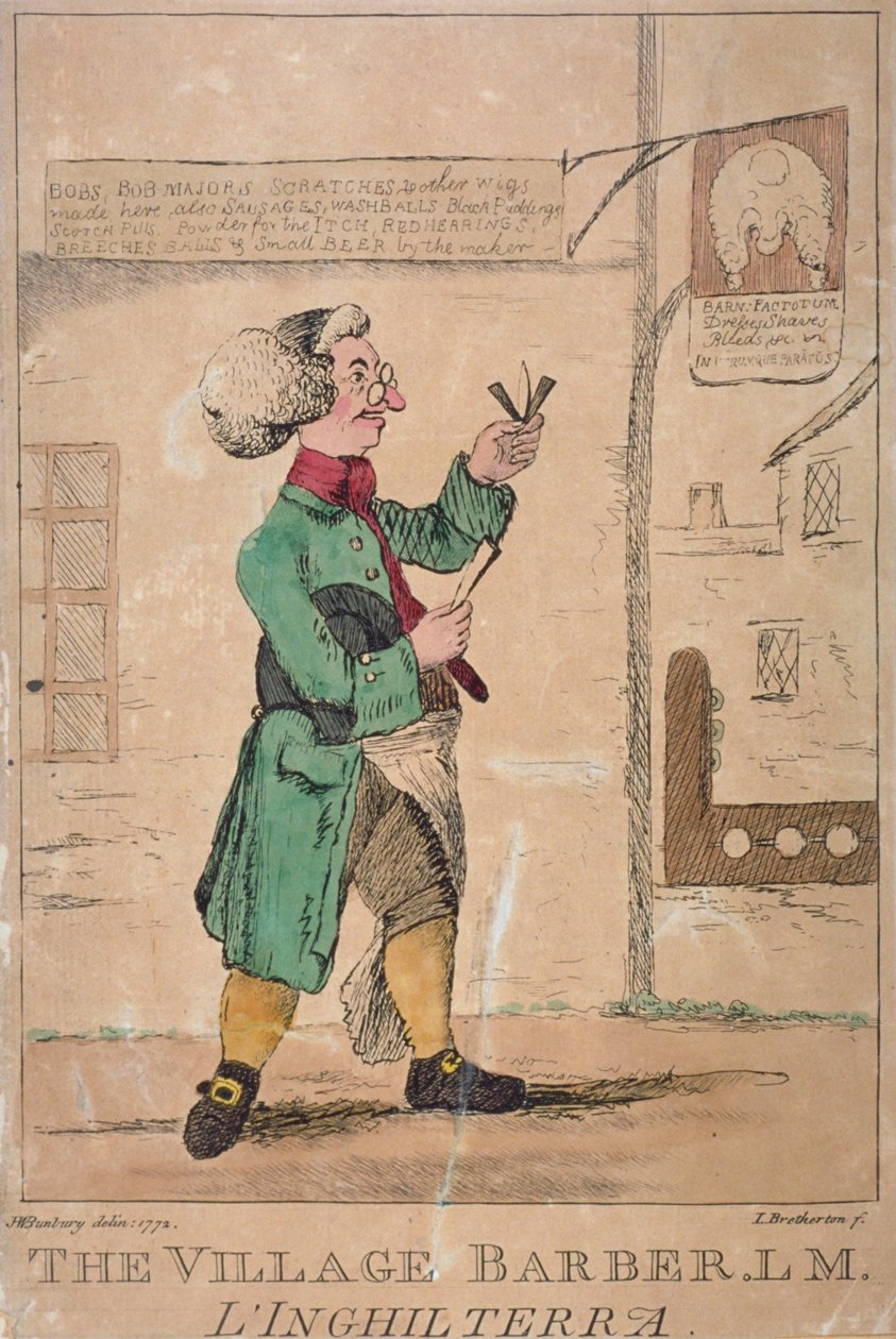 "Vesnický holič", 1772 od James Bretherton