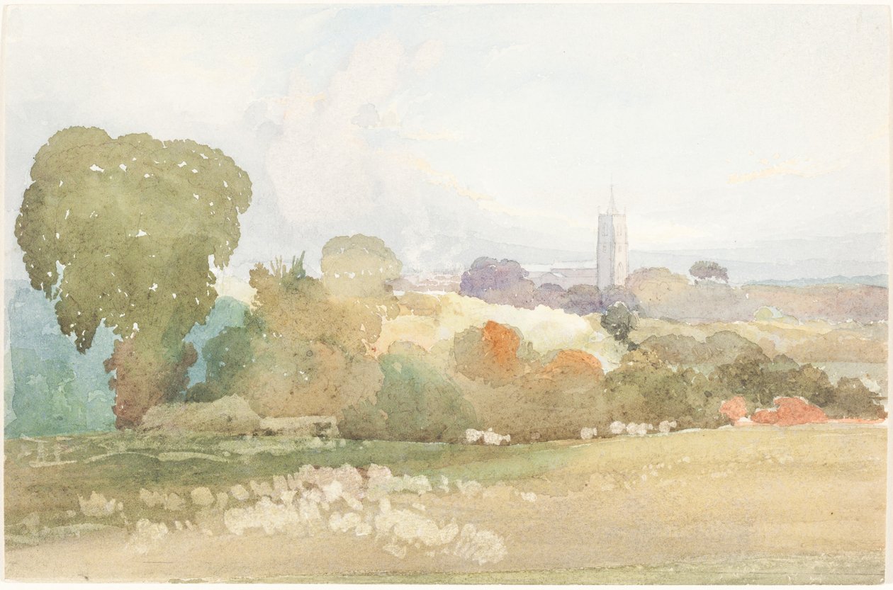 Krajina s kostelní věží, 1828. od James Bulwer
