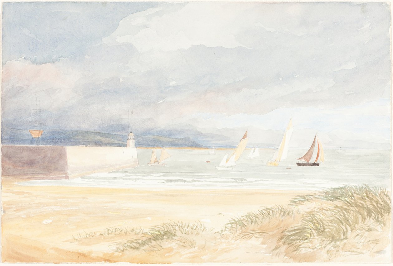 Pobřežní scéna s plachetnicemi Portland, Dorset, 18221839. od James Bulwer