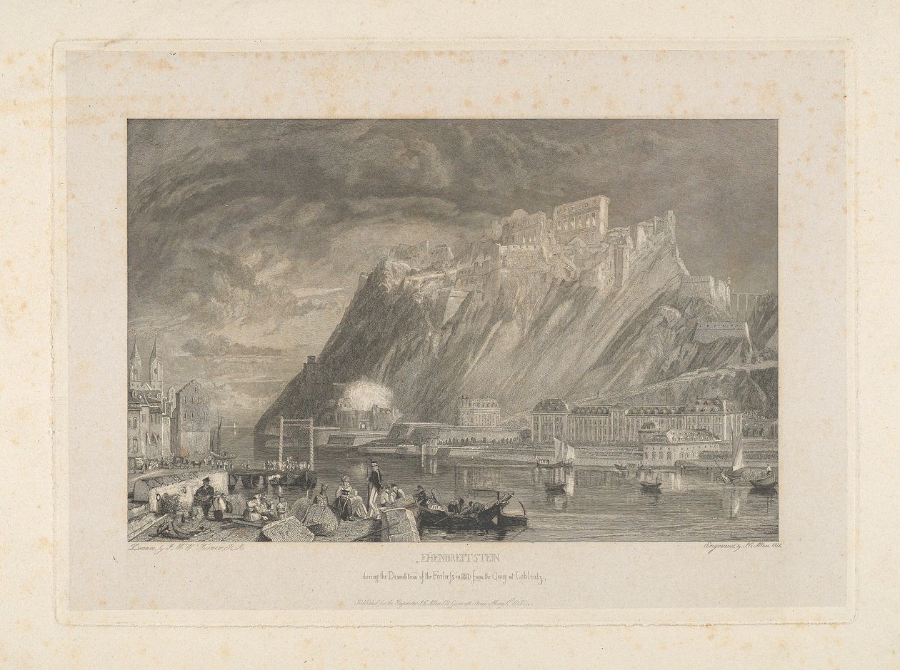 Ehenbreitstein, Během demolice pevnosti v roce 1817 z nábřeží v Coblentz. od James C. Allen