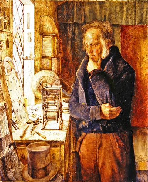 Náš vesnický hodinář řeší problém (olej na plátně) od James Campbell