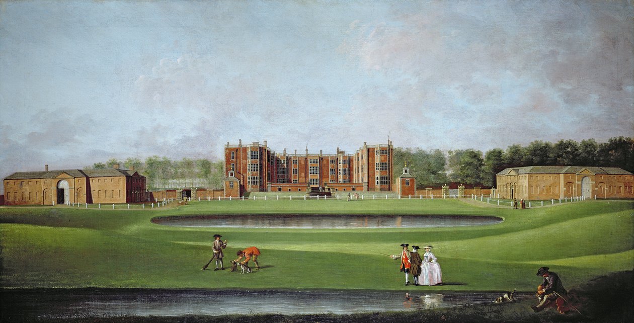 Pohled na Temple Newsam House, cca 1750 (olej na plátně) (podrobnosti viz 128853 a 128854) od James Chapman