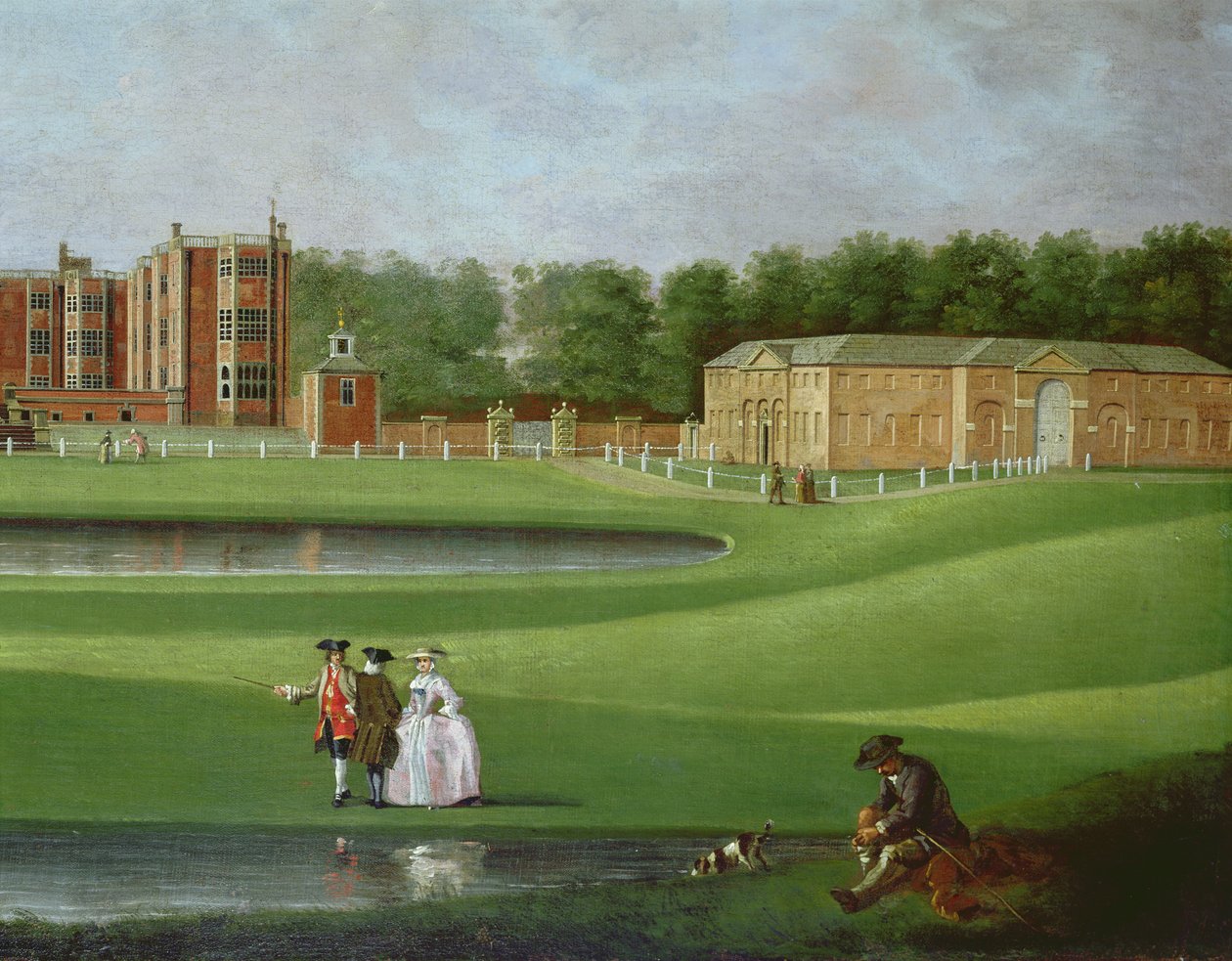 Pohled na Temple Newsam House, detail stájového bloku, cca 1750 (olej na plátně) (viz také 128852) od James Chapman