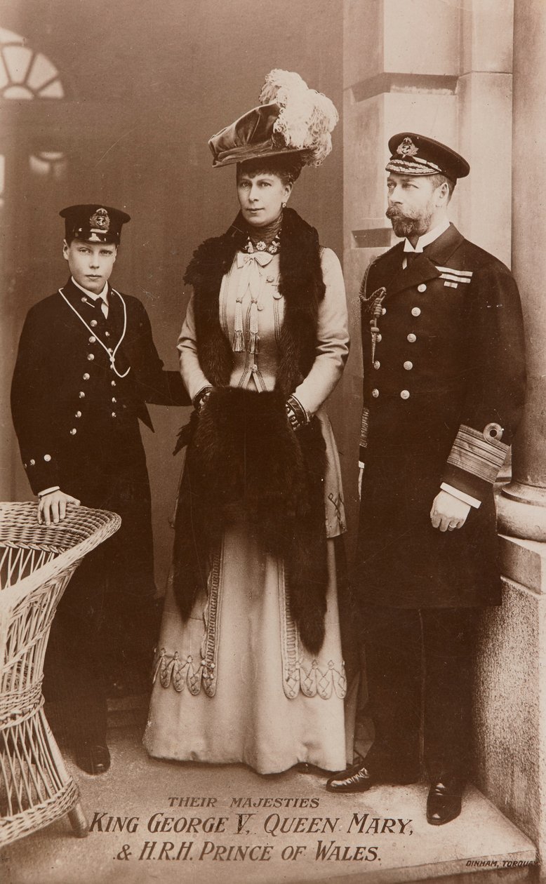 Král Jiří V., královna Marie a princ z Walesu od James Charles Dinham