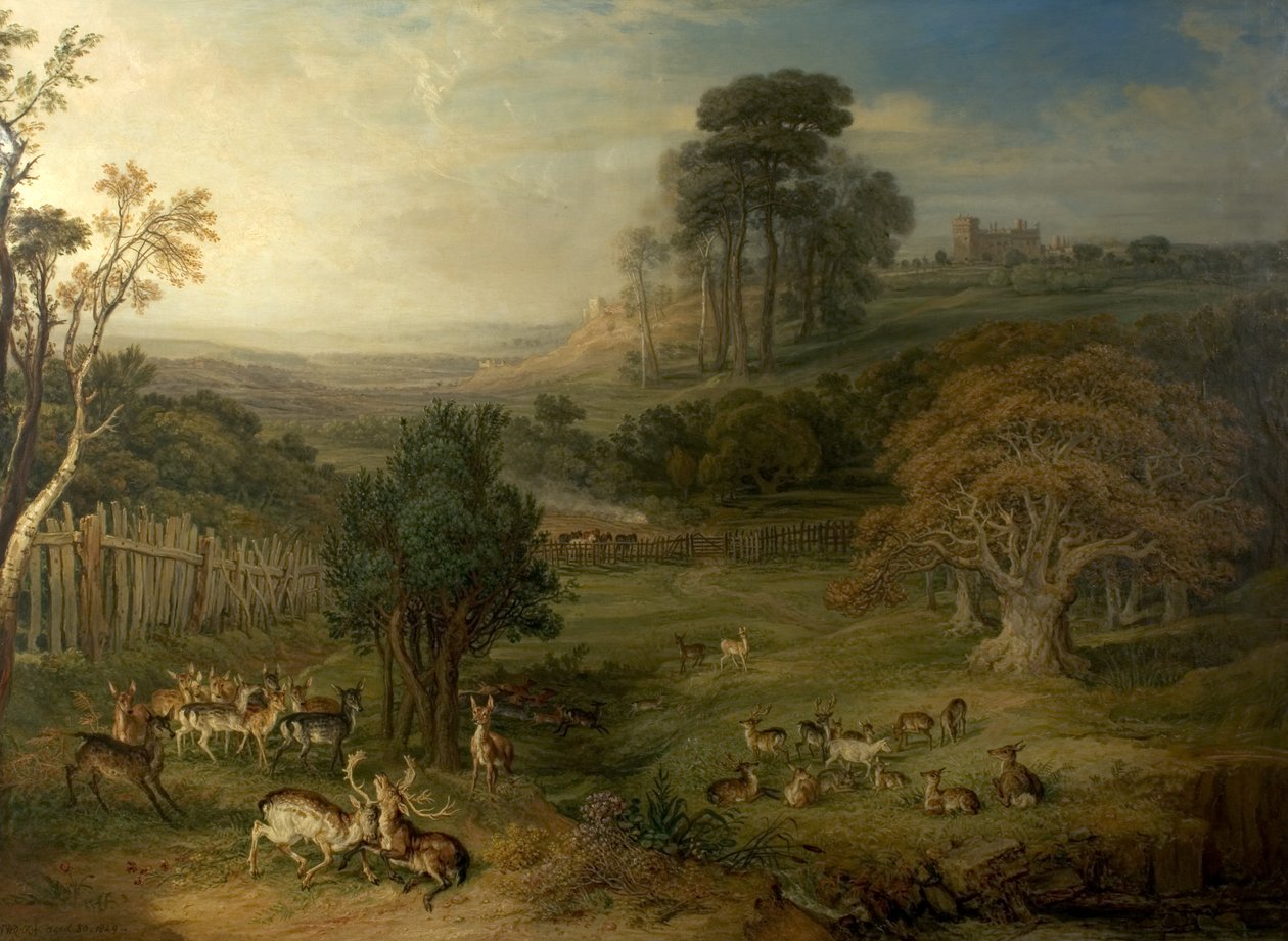 Orosené ráno (Souboj jelenů), 1849 od James Charles Ward