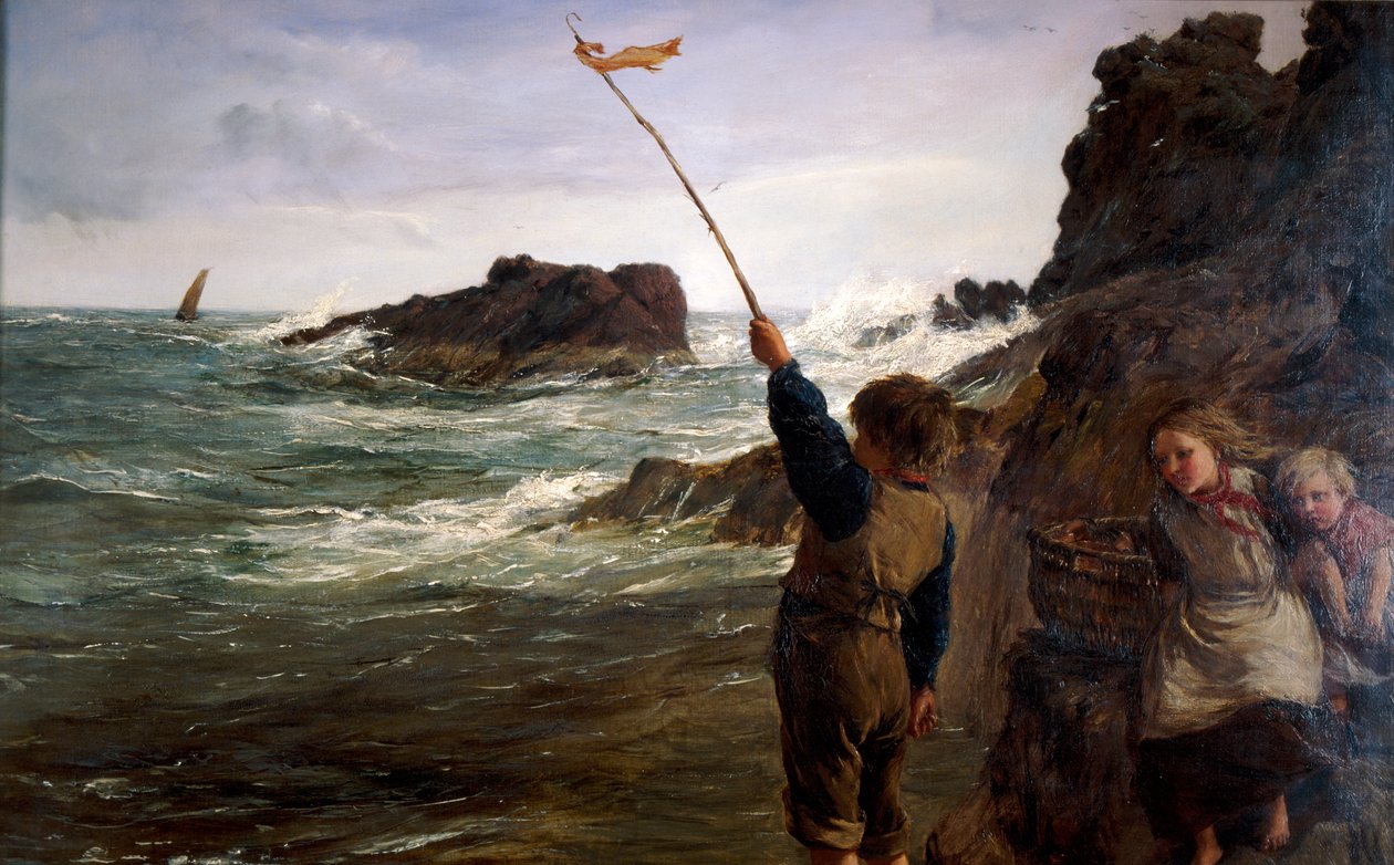„Chycen přílivem“, 1869 od James Clarke Hook