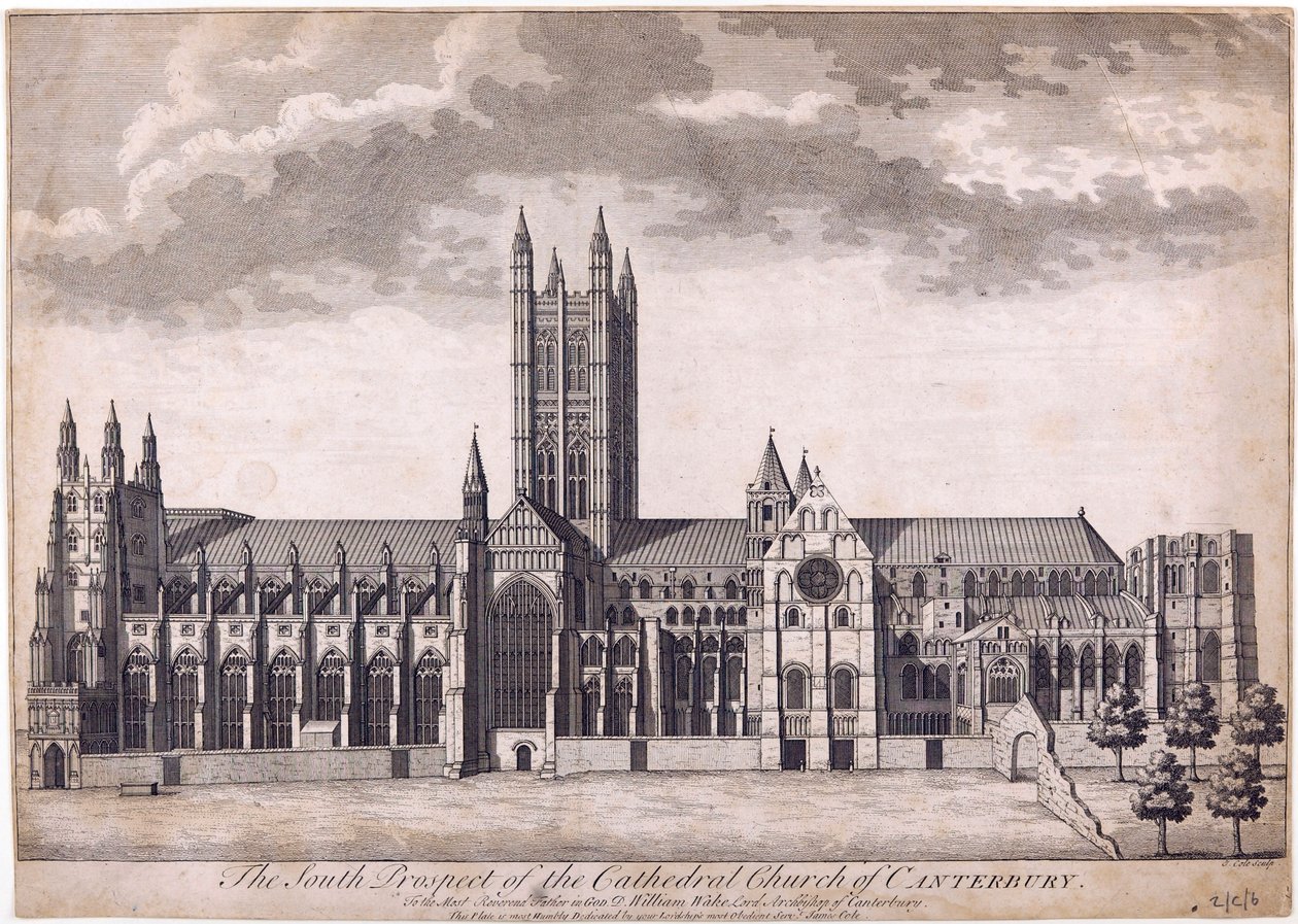 Katedrála v Canterbury, kolem 1716-37 od James Cole