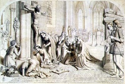 Incident in the Life of Saint Elizabeth of Hungary - Compositional Study, 1850 od James Collinson