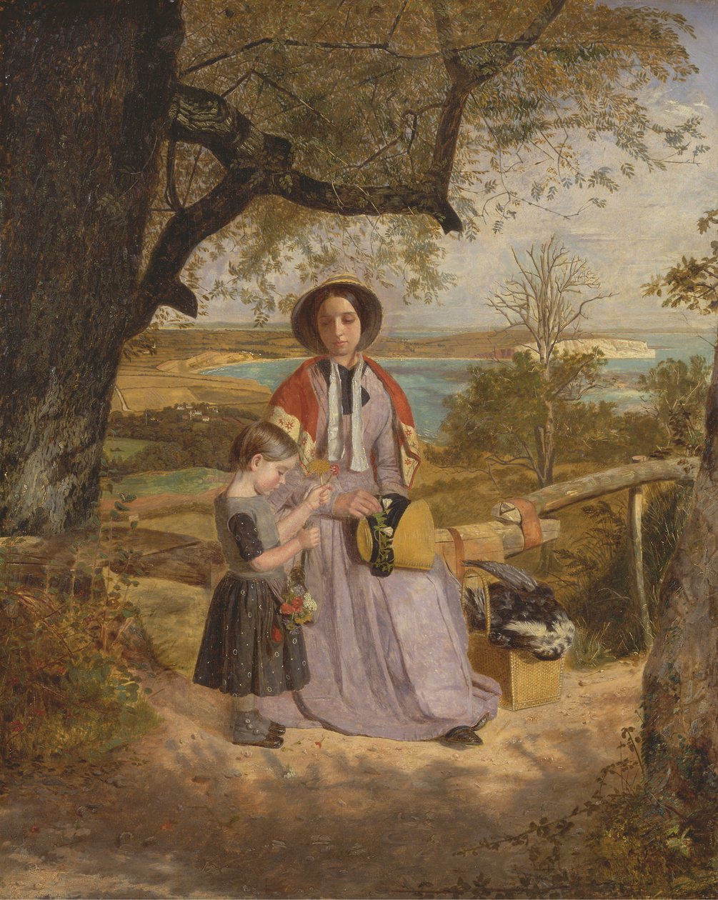 Matka a dítě po Stile, s Culver Cliffem, Isle of Wight, v dálce od James Collinson