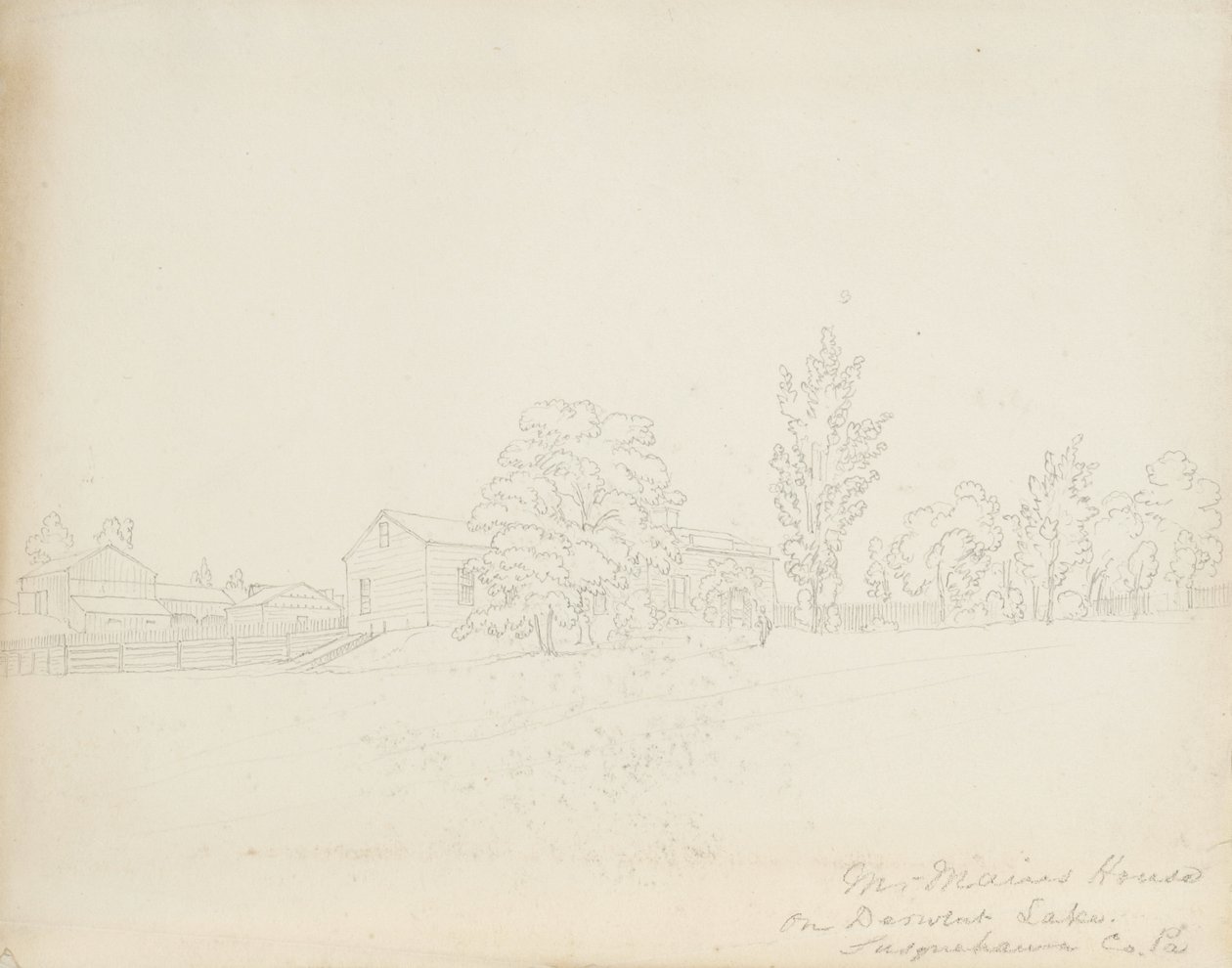 Pan Mains House na jezeře Derwent, Susquehanna Co. Pa., 1843 (grafit na smetanově tkaném papíře) od James David Smillie