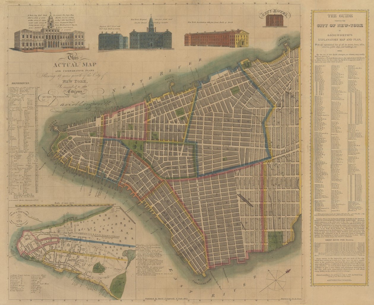 Město New York: Longworthova vysvětlující mapa a plán, 1817. od James DeForest Stout