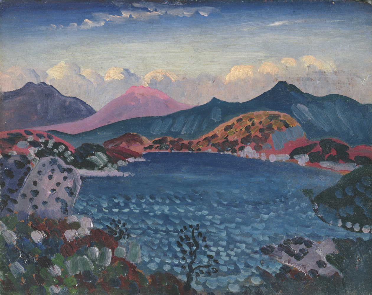 Jezero Bala, kolem roku 1911 (olej na panelu) od James Dickson Innes