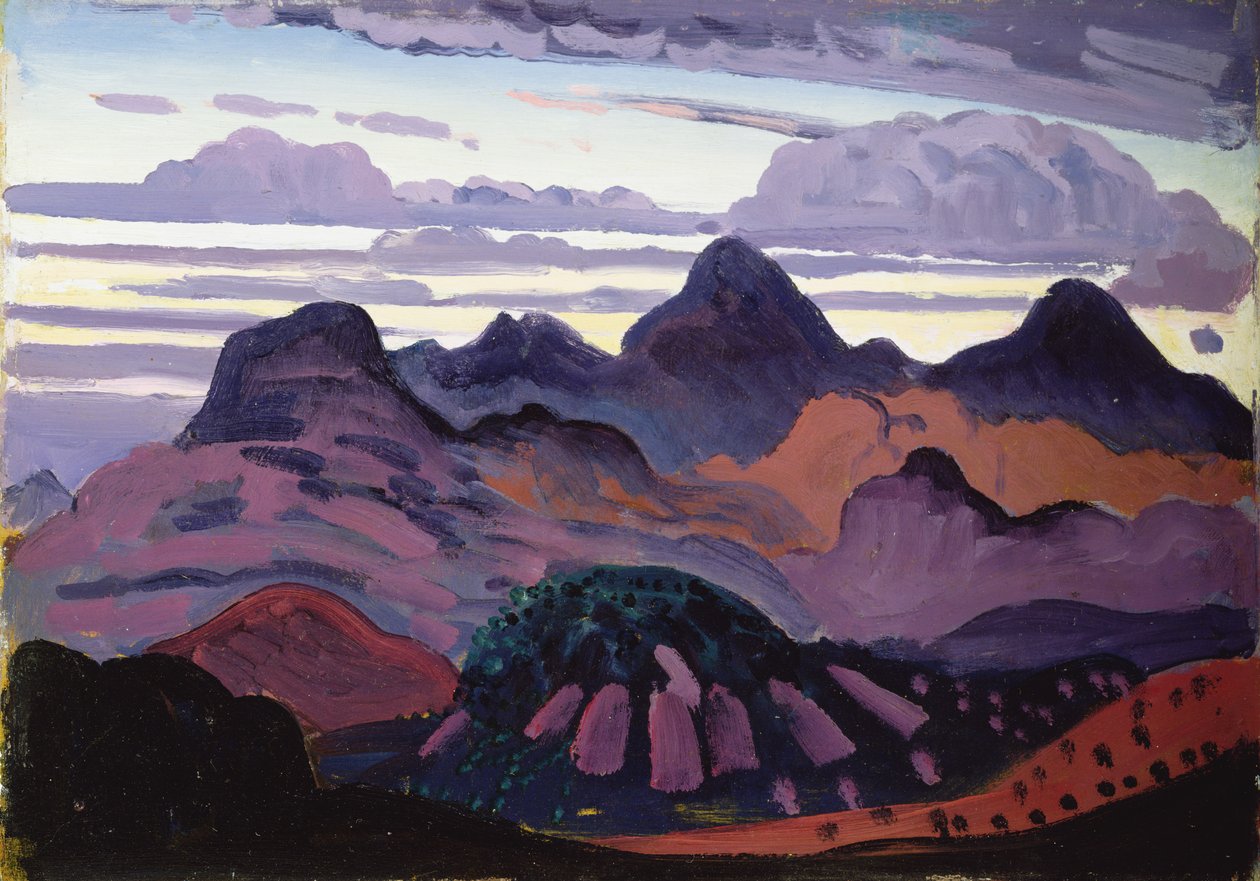 Deep Twilight, Pyreneje, cca 1912-13 (olej na panelu) od James Dickson Innes