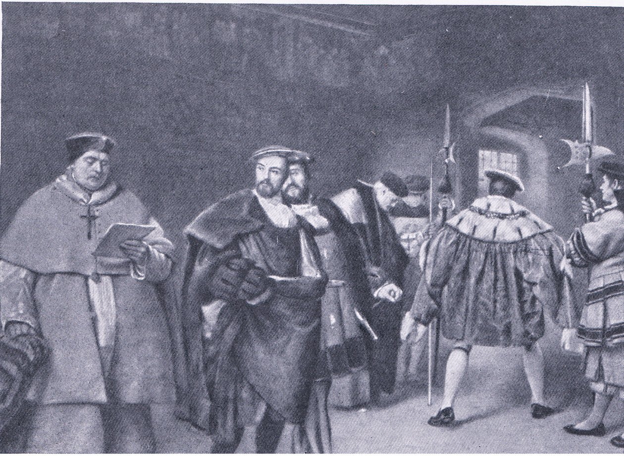 Propuštění kardinála Wolseyho králem Jindřichem VIII., z Cassells History of the British People vydané Waverley Book Company, kolem 50. let 20. století od James Dromgole Linton
