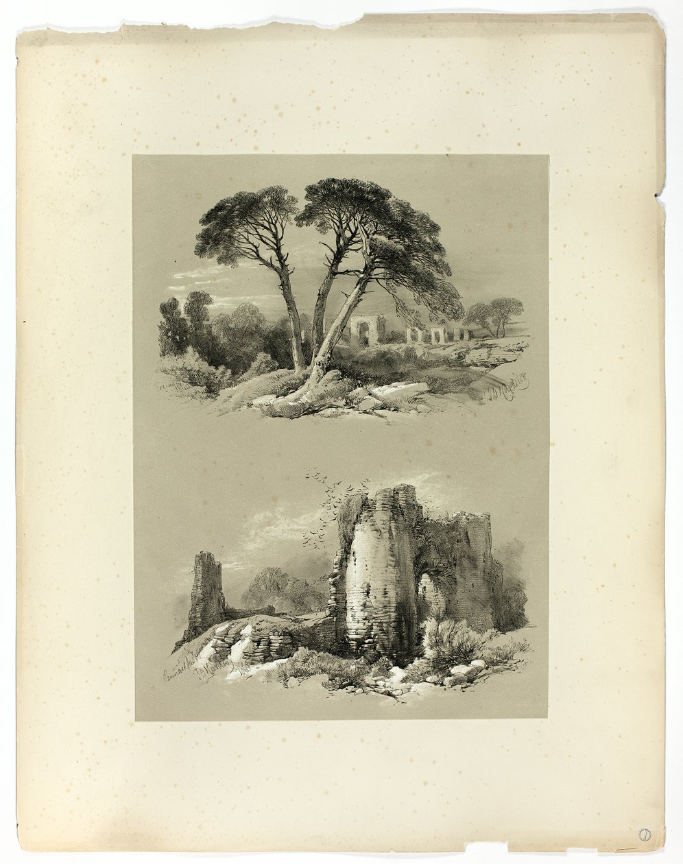 Hrad Frejus a Pennard, z Malebných výběrů od James Duffield Harding