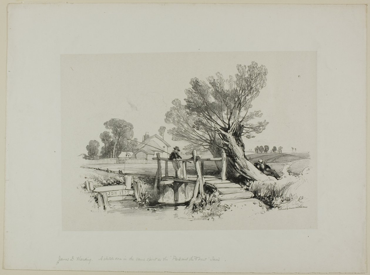 Krajina s chlapec rybaření od James Duffield Harding