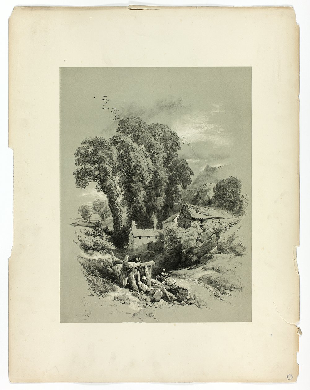 Řada W. Trefriw, Wales, z Malebných výběrů od James Duffield Harding