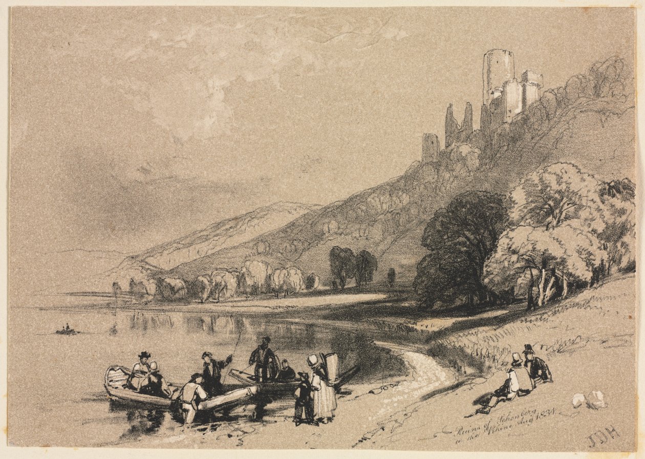 Skici doma a v zahraničí: Ruiny Schonbergu na Rýně, 1834. od James Duffield Harding