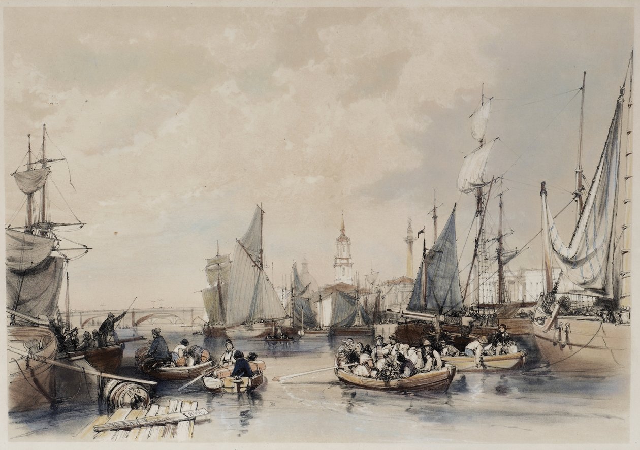 Londýnský přístav, 1834 od James Duffield Harding