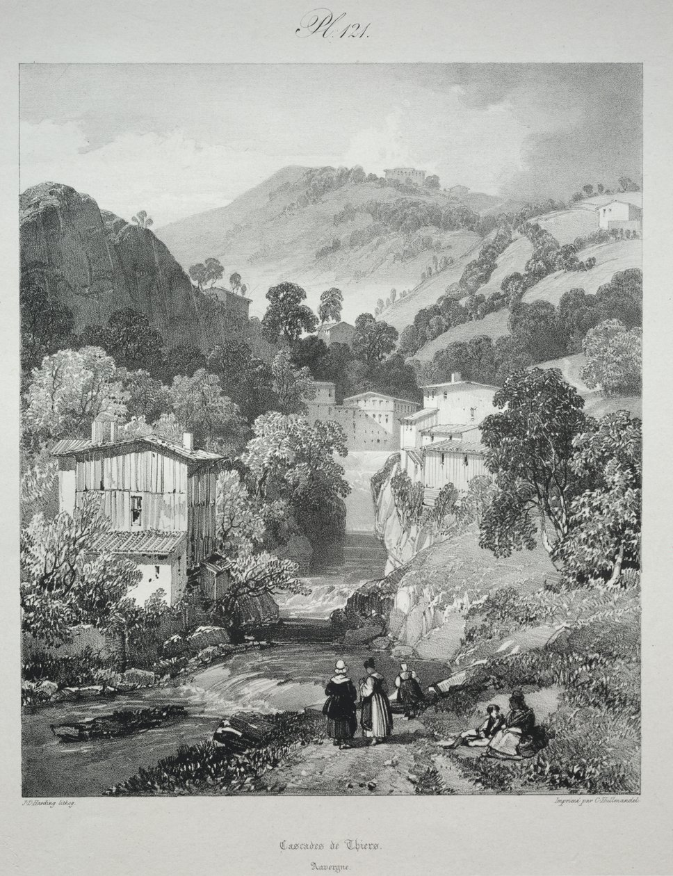 Malebné a romantické cesty starověkou Francií. Auvergne: Vodopády Thiers od James Duffield Harding
