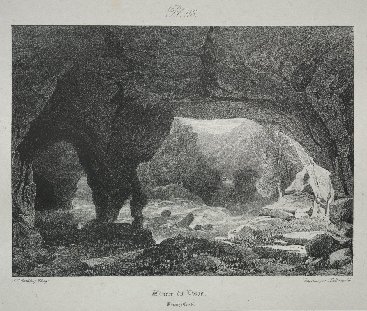 Malebné a romantické cesty starověkou Francií. Franche-Comté: Zdroj Lisona od James Duffield Harding