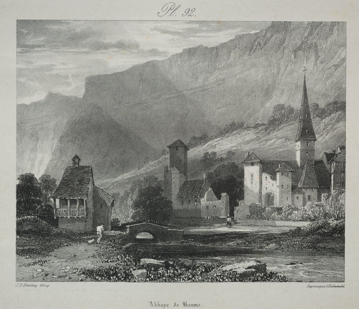 Malebné a romantické cesty starověkou Francií. Franche Comté: Opatství Baume, Baume-les-Messieurs od James Duffield Harding