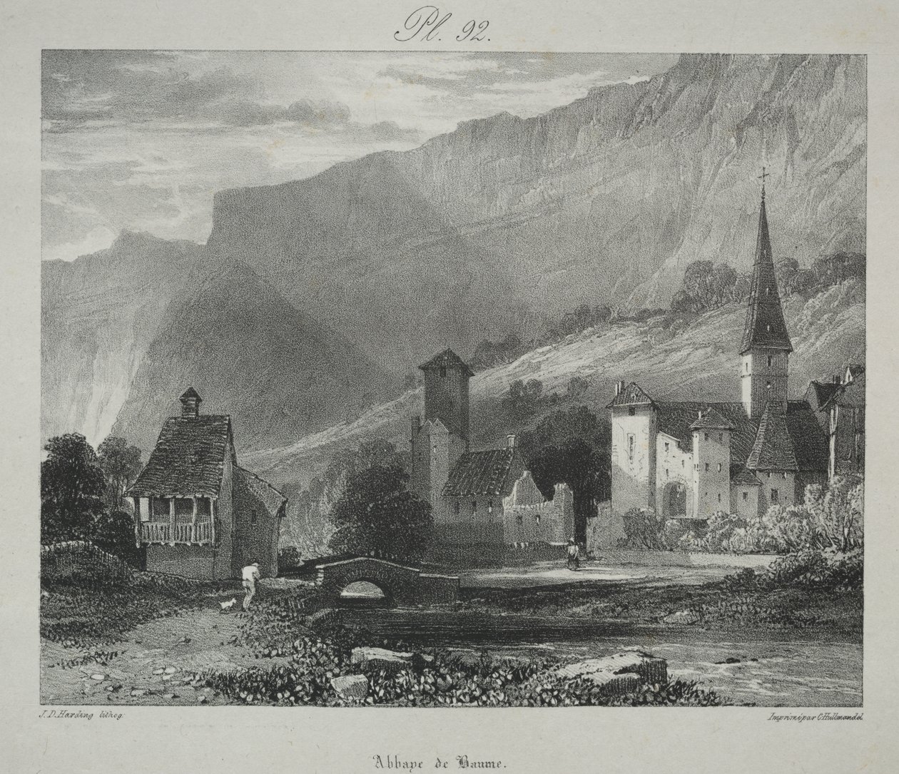 Malebné a romantické cesty starověkou Francií. Franche Comté: Opatství Baume, Baume-les-Messieurs od James Duffield Harding