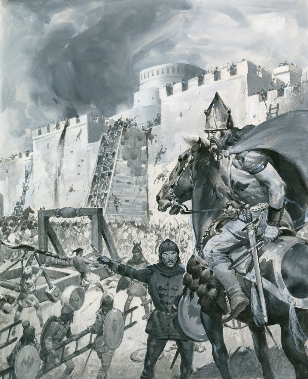 V roce 1346 obklíčila Kaffu v Habeši obrovská armáda Tatarů. od James Edwin McConnell